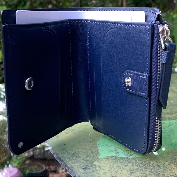 KATE SPADE Cameron Lemon Zest SMALL L-ZIP BIFOLD WALLET! I.D. Window Coord Set - Picture 4 of 7